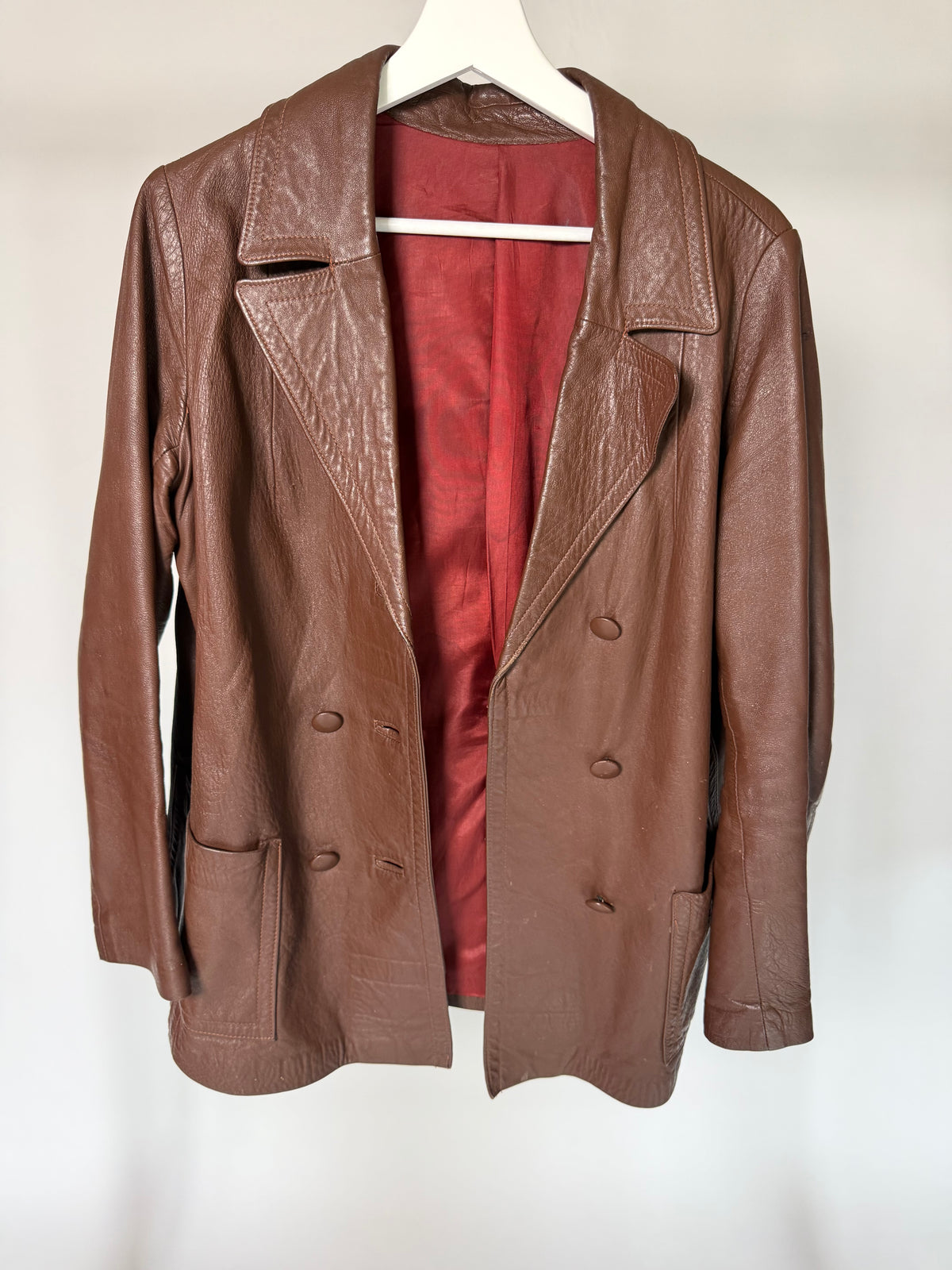VINTAGE BROWN LEATHER BLAZER JACKET