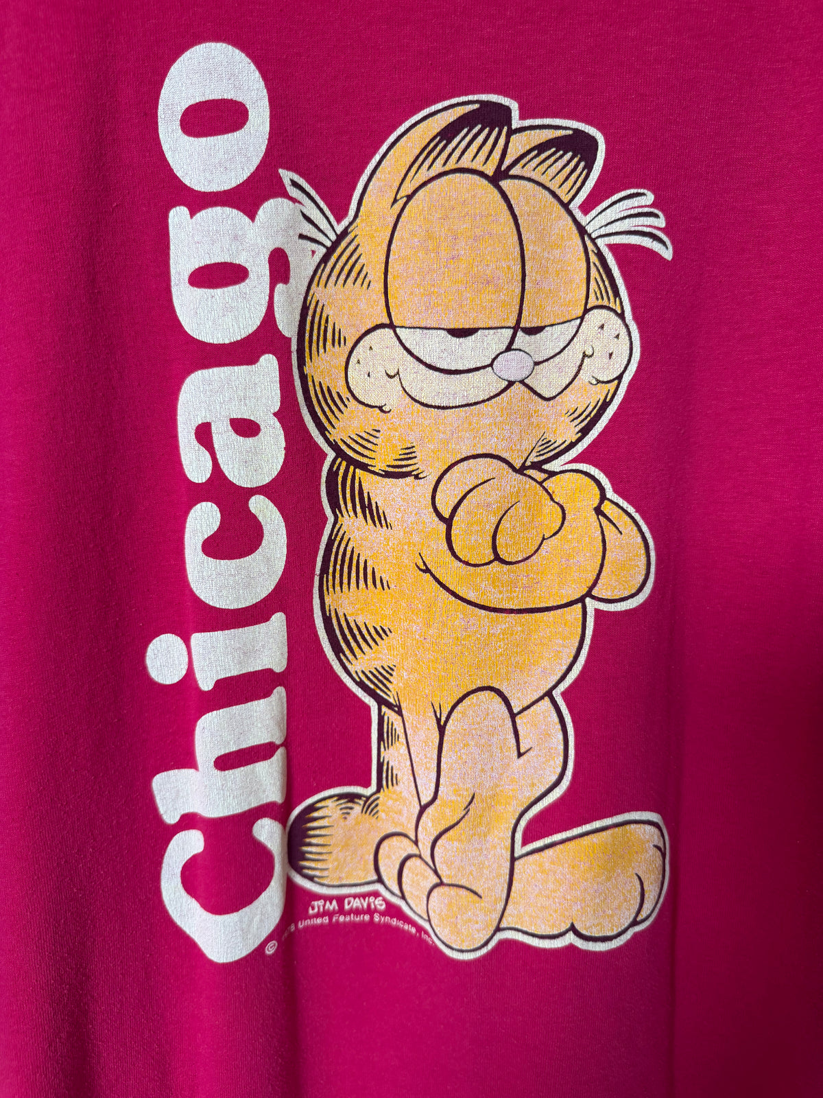 VINTAGE PINK GARFIELD CHICAGO GRAPHIC TEE
