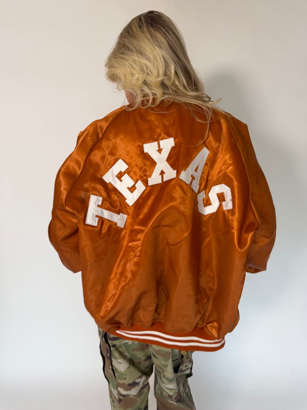 VINTAGE TEXAS SATIN VARSITY BOMBER JACKET