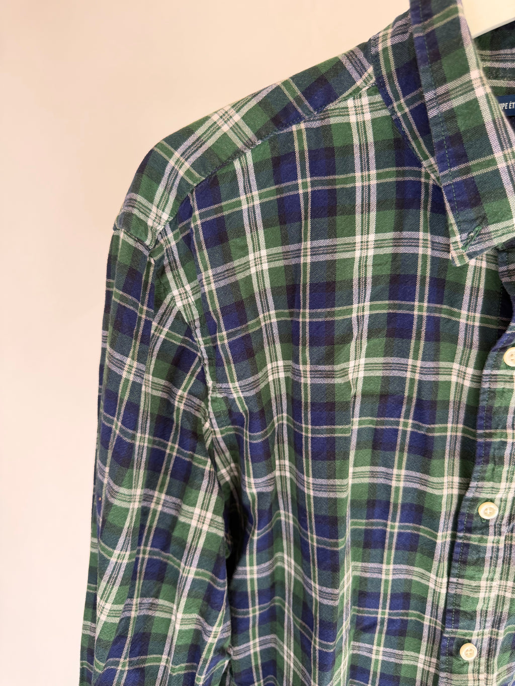 VINTAGE BLUE & GREEN PLAID SHIRT