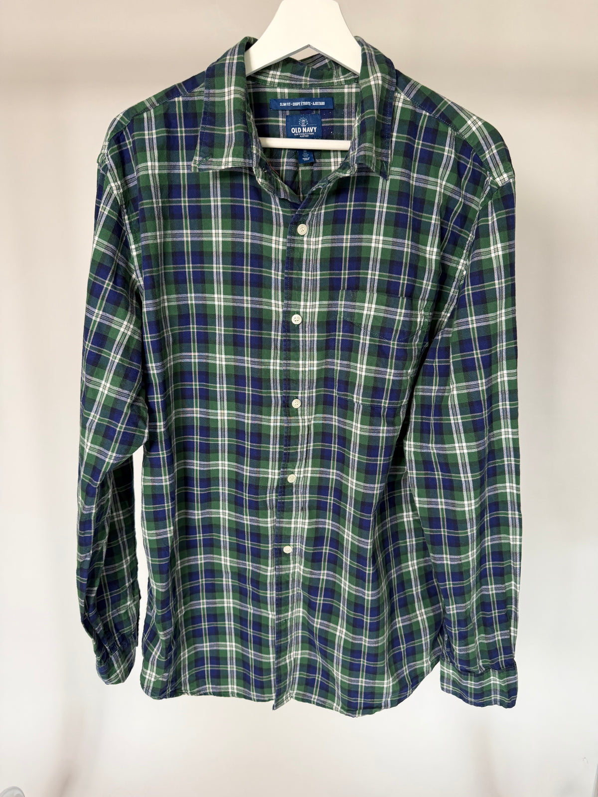 VINTAGE GREEN & BLUE PLAID FLANNEL SHIRT