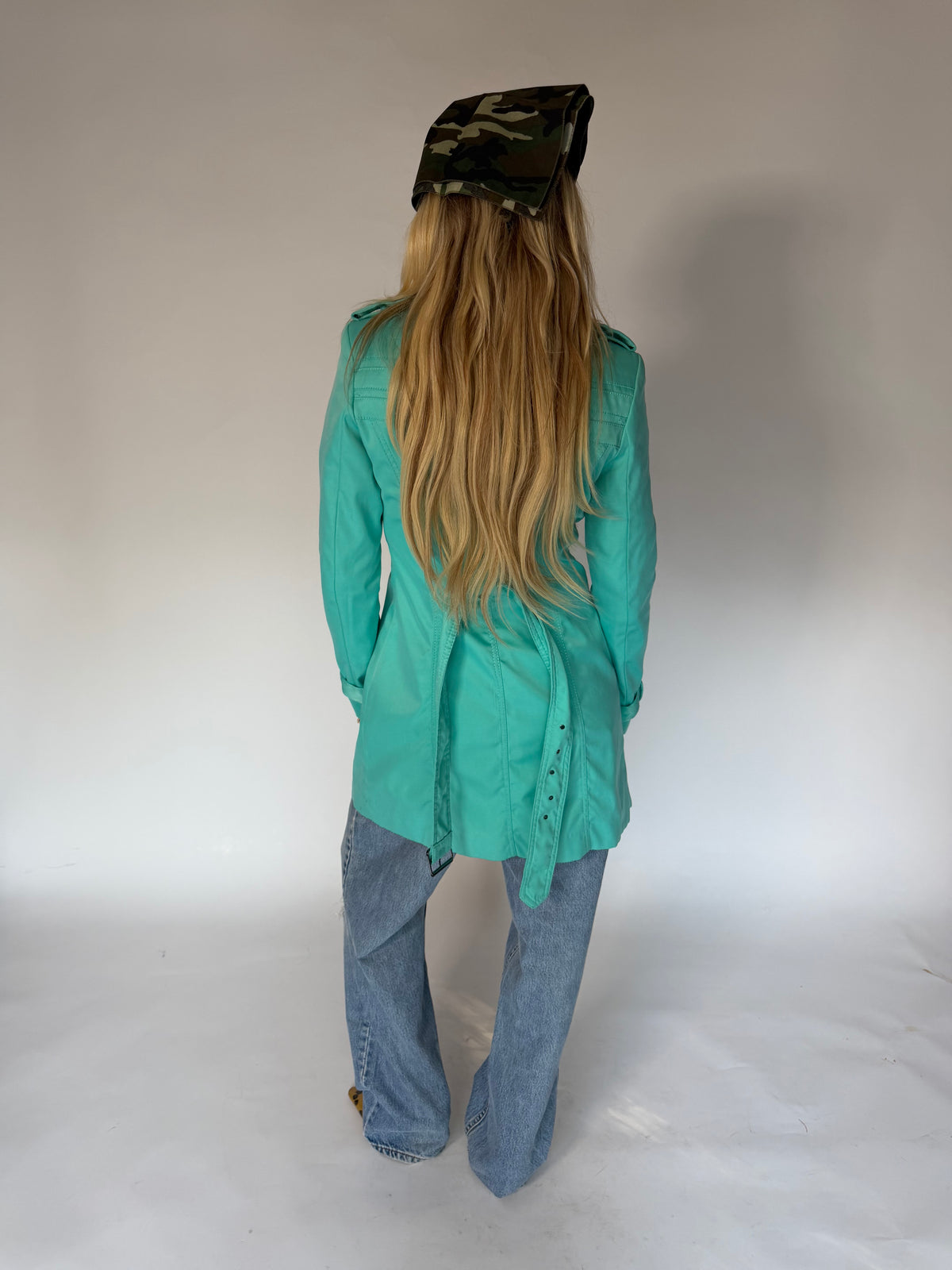 VINTAGE TURQUOISE TRENCH COAT