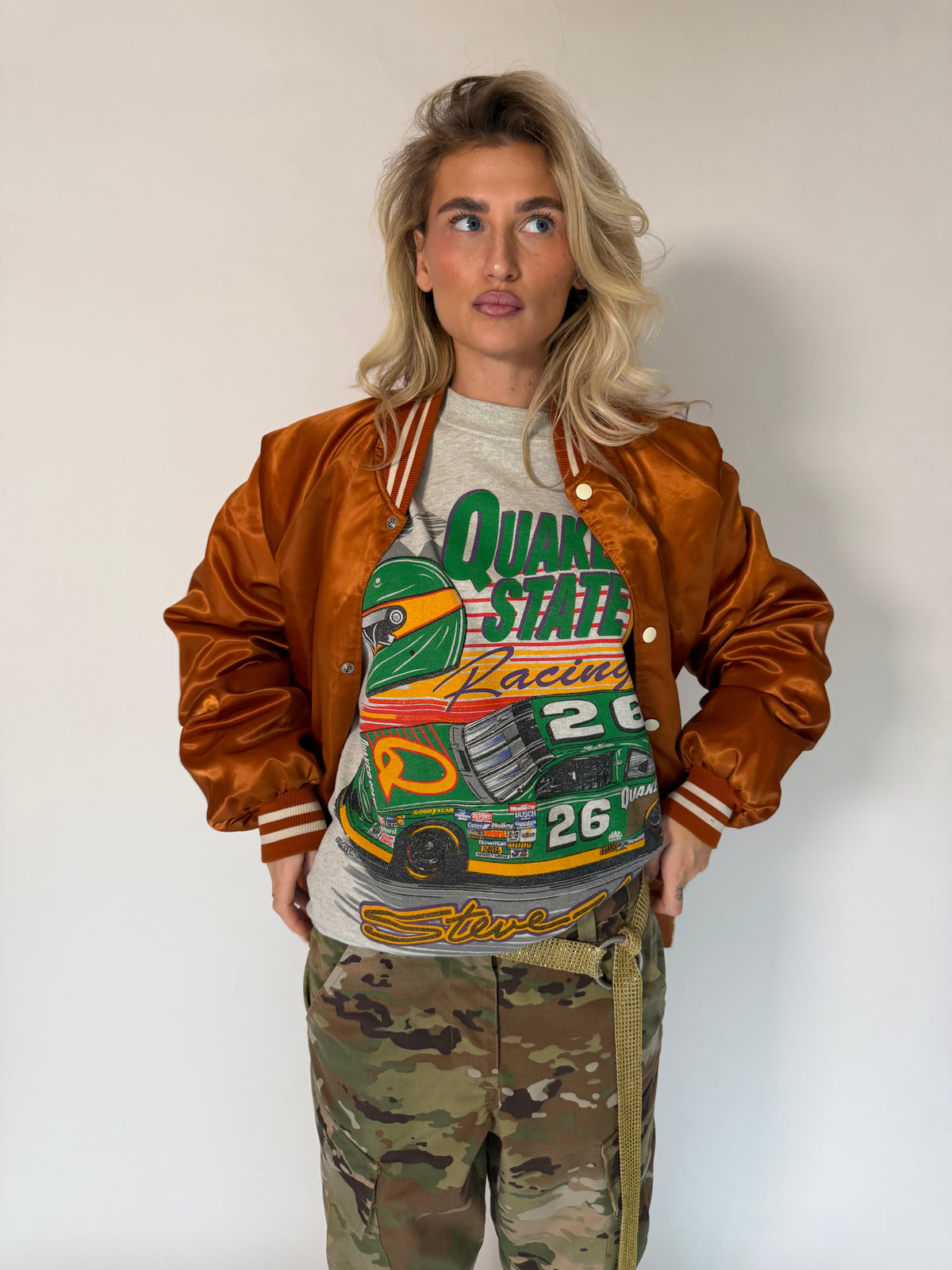 VINTAGE TEXAS SATIN VARSITY BOMBER JACKET