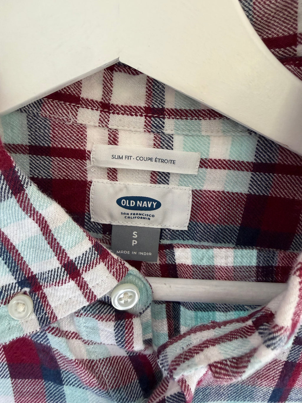 VINTAGE WHITE & BLUE PLAID FLANNEL