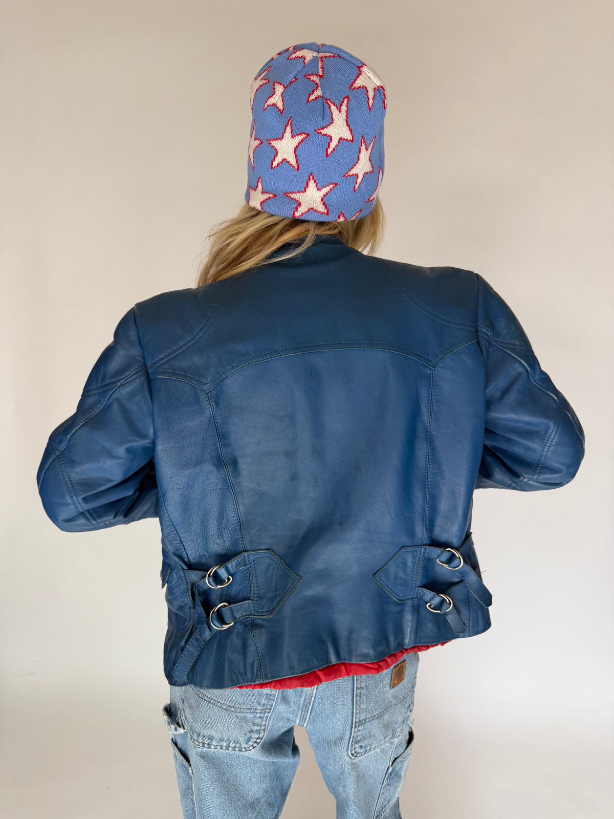 VINTAGE BLUE LEATHER JACKET