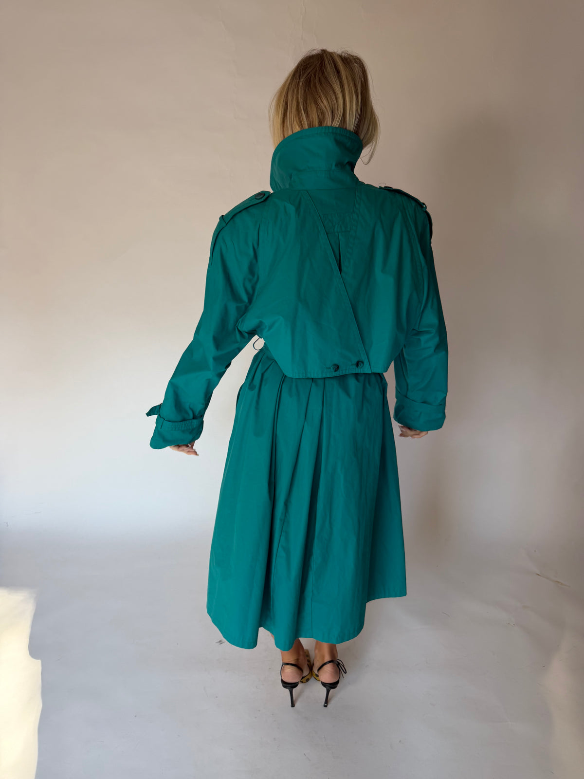 VINTAGE TURQUOISE LONG TRENCH COAT