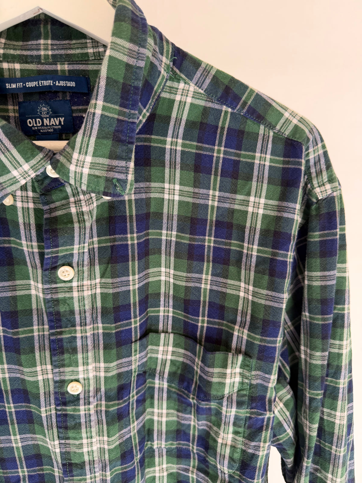 VINTAGE BLUE & GREEN PLAID SHIRT