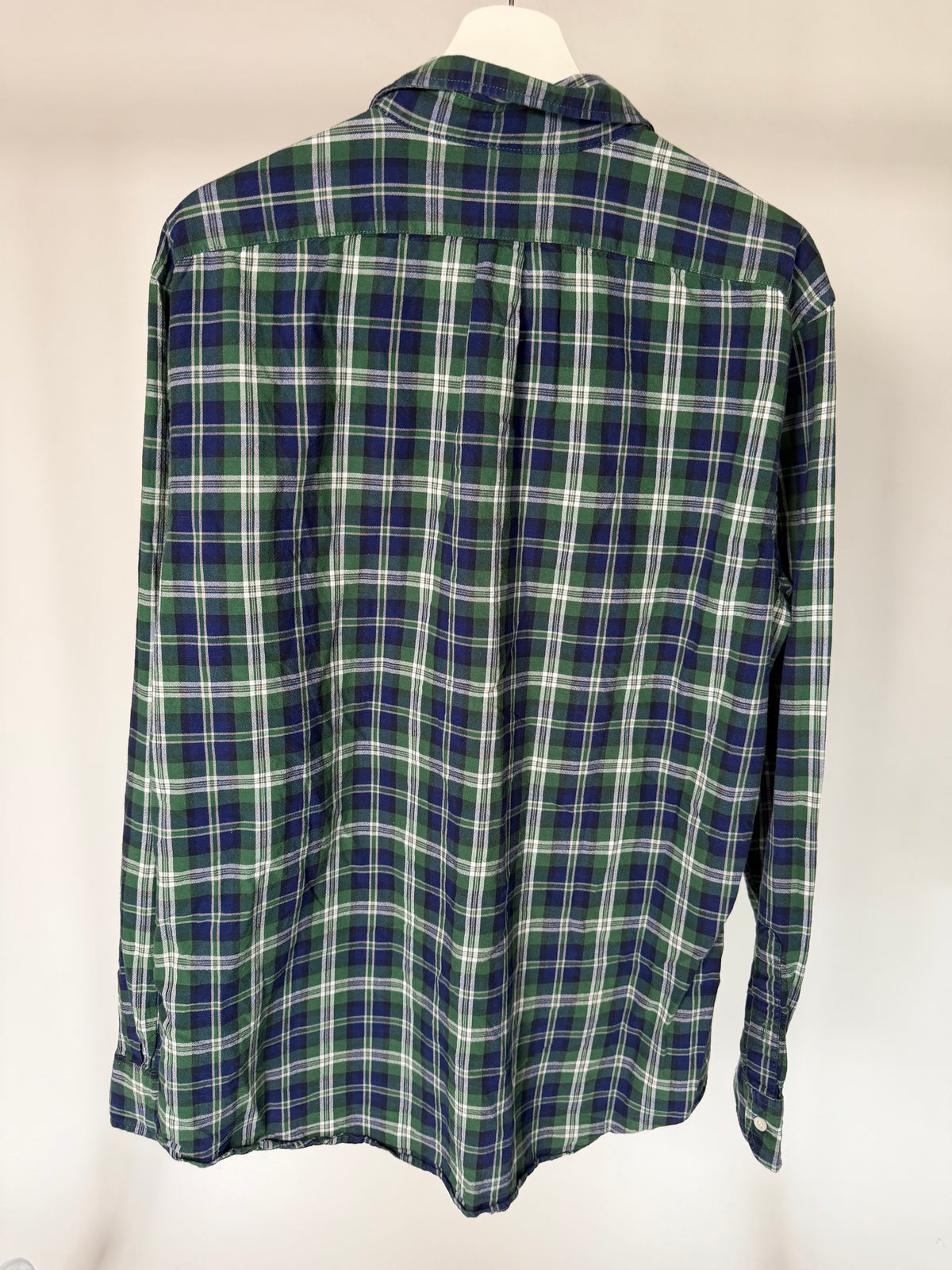 VINTAGE GREEN & BLUE PLAID FLANNEL SHIRT