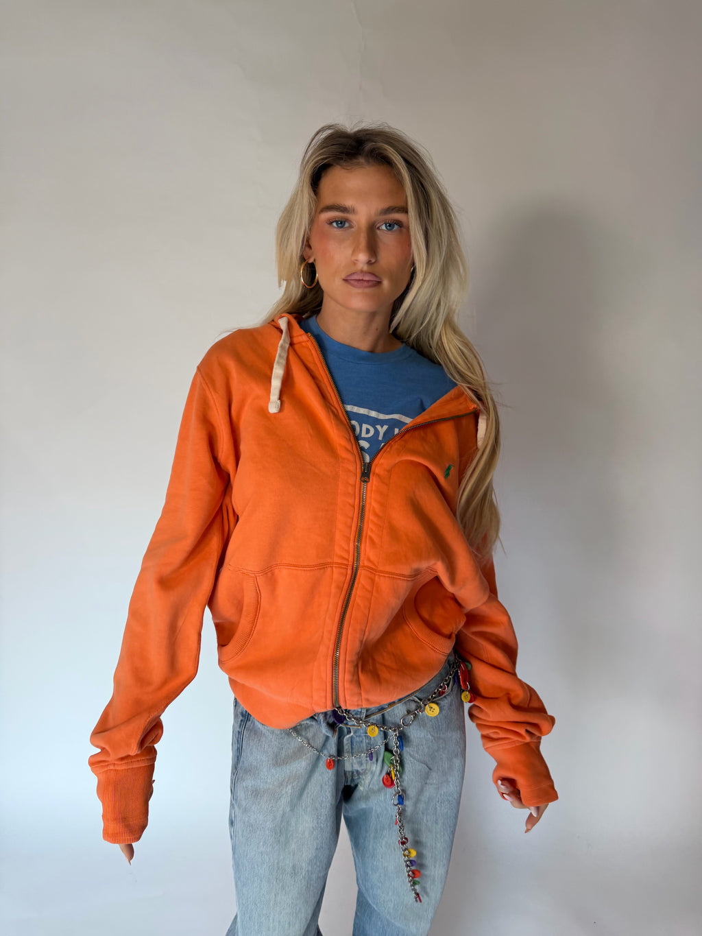 VINTAGE RALPH LAUREN ORANGE ZIP-UP HOODIE