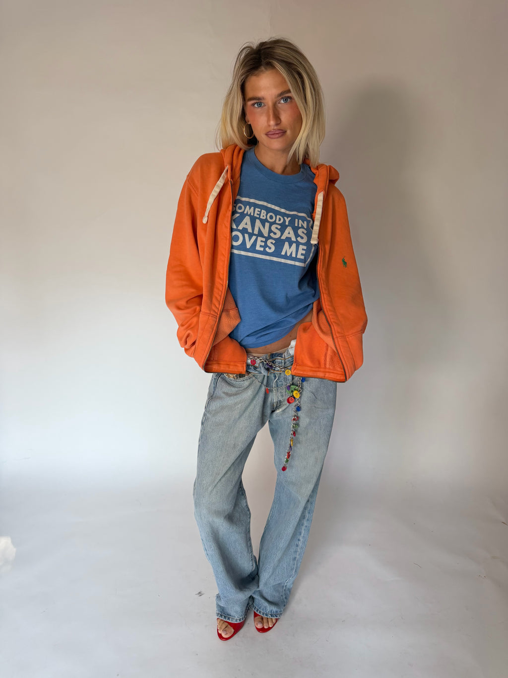 VINTAGE RALPH LAUREN ORANGE ZIP-UP HOODIE