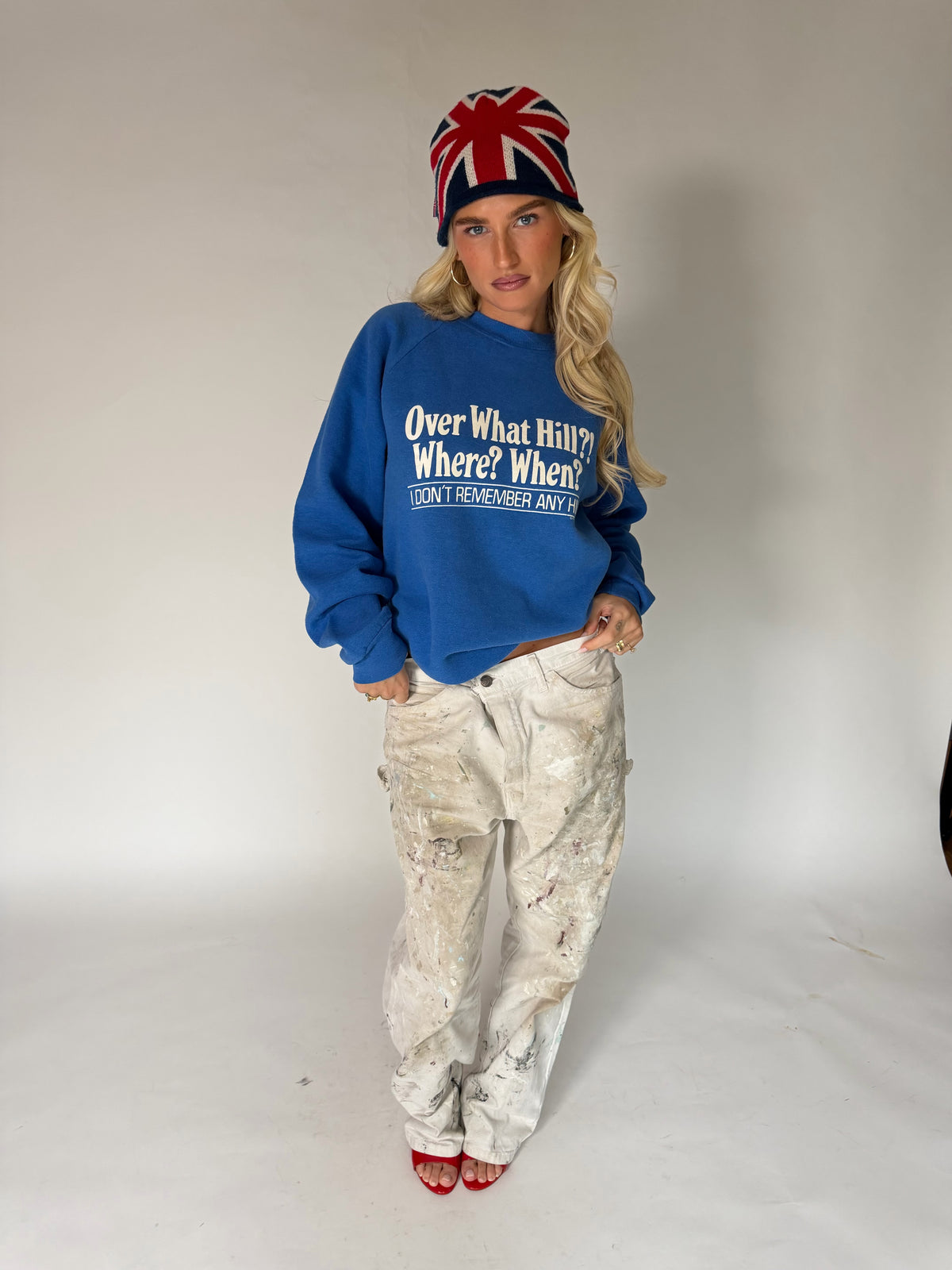 VINTAGE BLUE WHAT HILL GRAPHIC SWEATER
