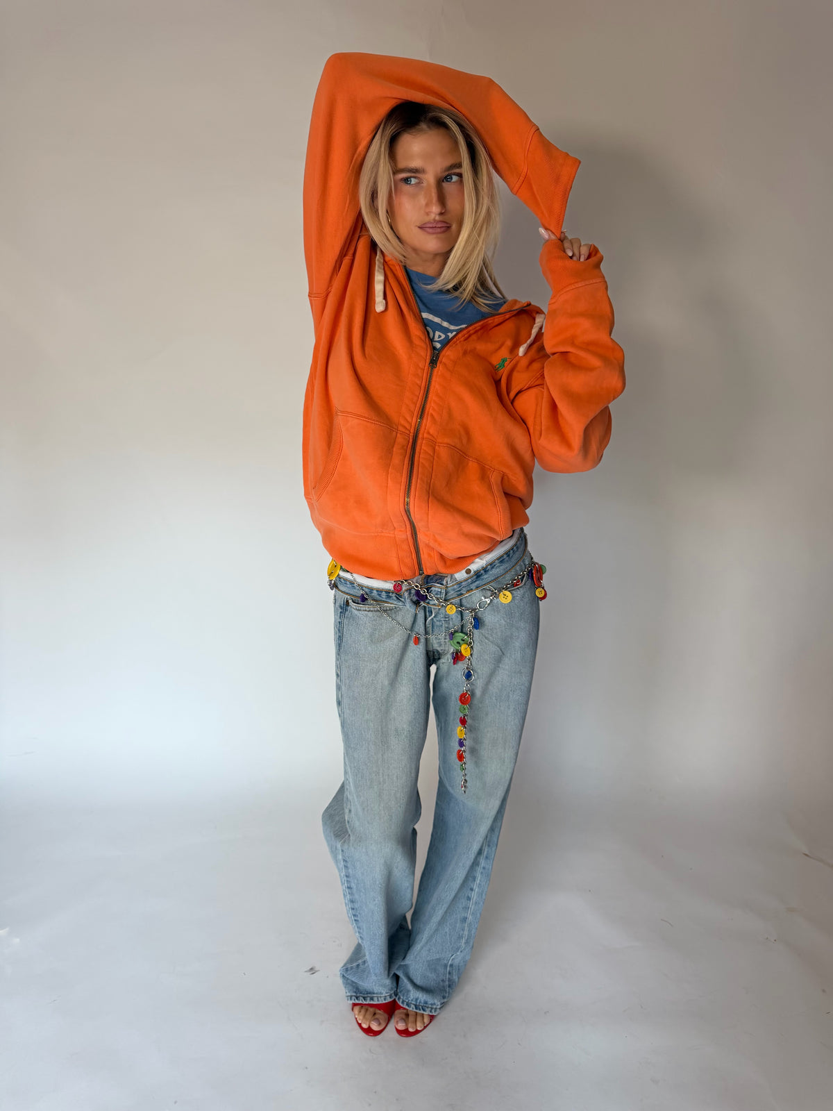 VINTAGE RALPH LAUREN ORANGE ZIP-UP HOODIE