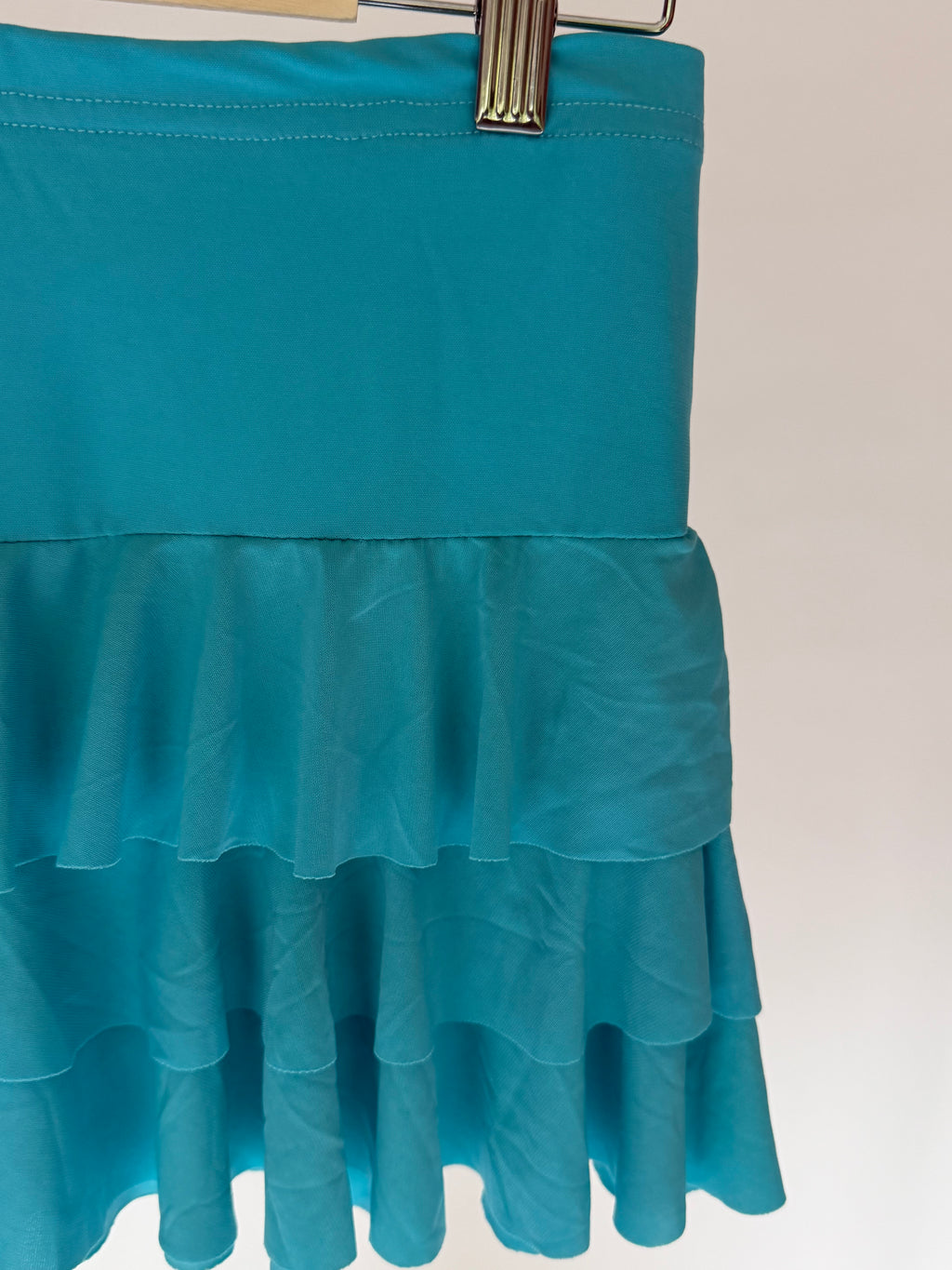 VINTAGE TURQUOISE RUFFLE MINI SKIRT