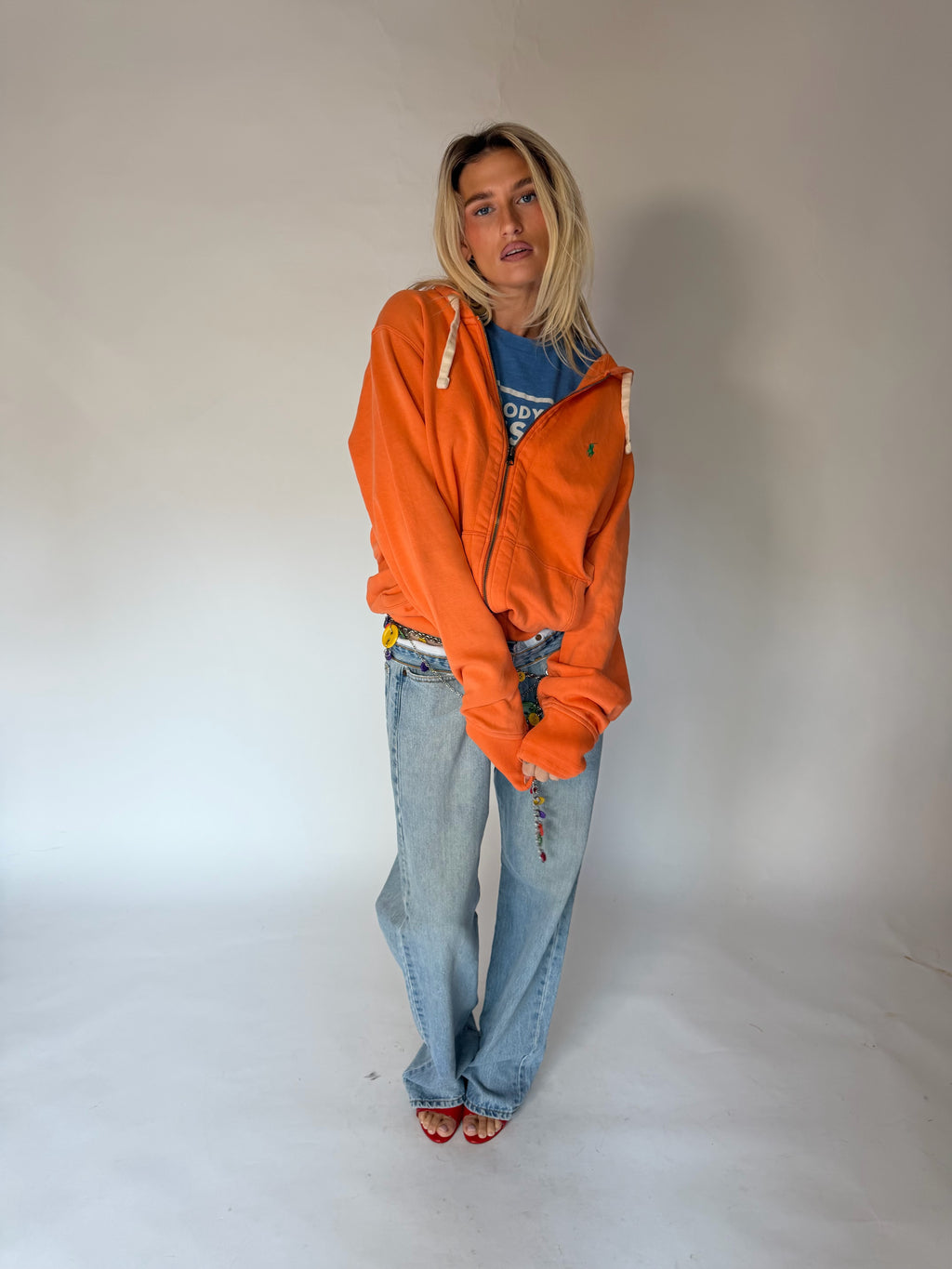 VINTAGE RALPH LAUREN ORANGE ZIP-UP HOODIE