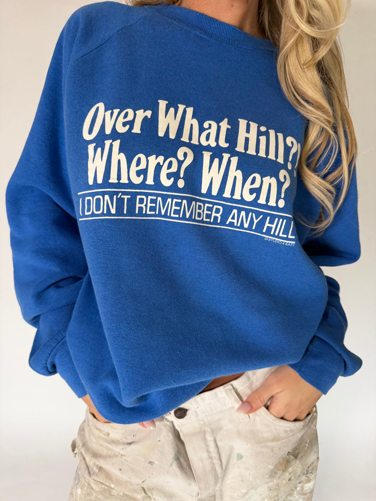 VINTAGE BLUE WHAT HILL GRAPHIC SWEATER