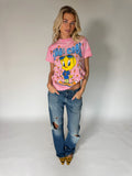 VINTAGE PINK TIE-DYE TWEETY GRAPHIC TEE