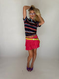 VINTAGE PINK RUFFLE MINI SKIRT