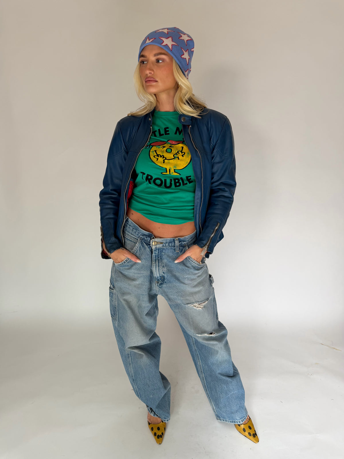 VINTAGE BLUE LEATHER JACKET