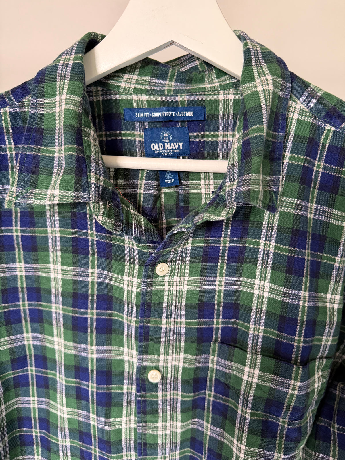 VINTAGE GREEN & BLUE PLAID FLANNEL SHIRT