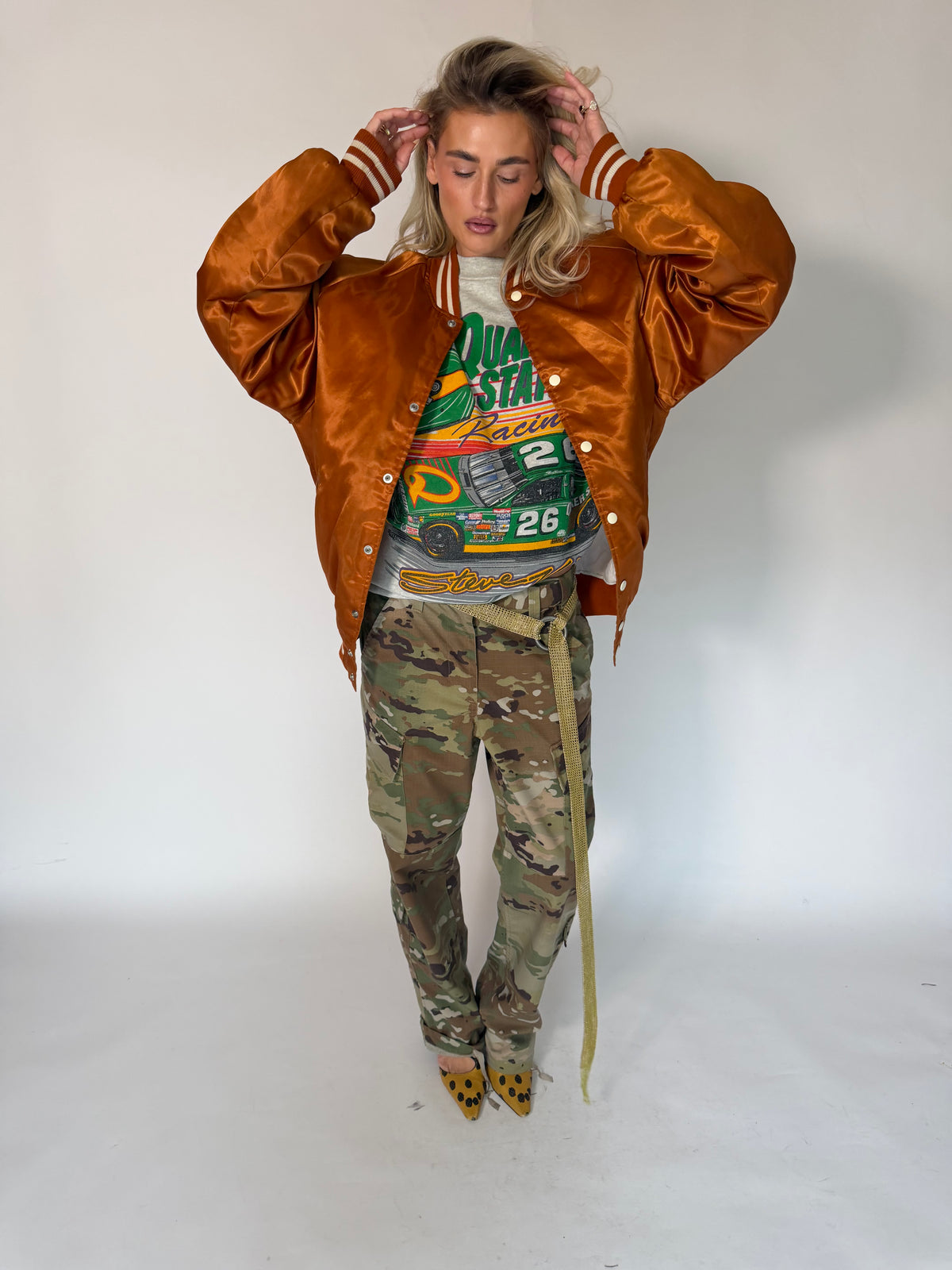 VINTAGE TEXAS SATIN VARSITY BOMBER JACKET