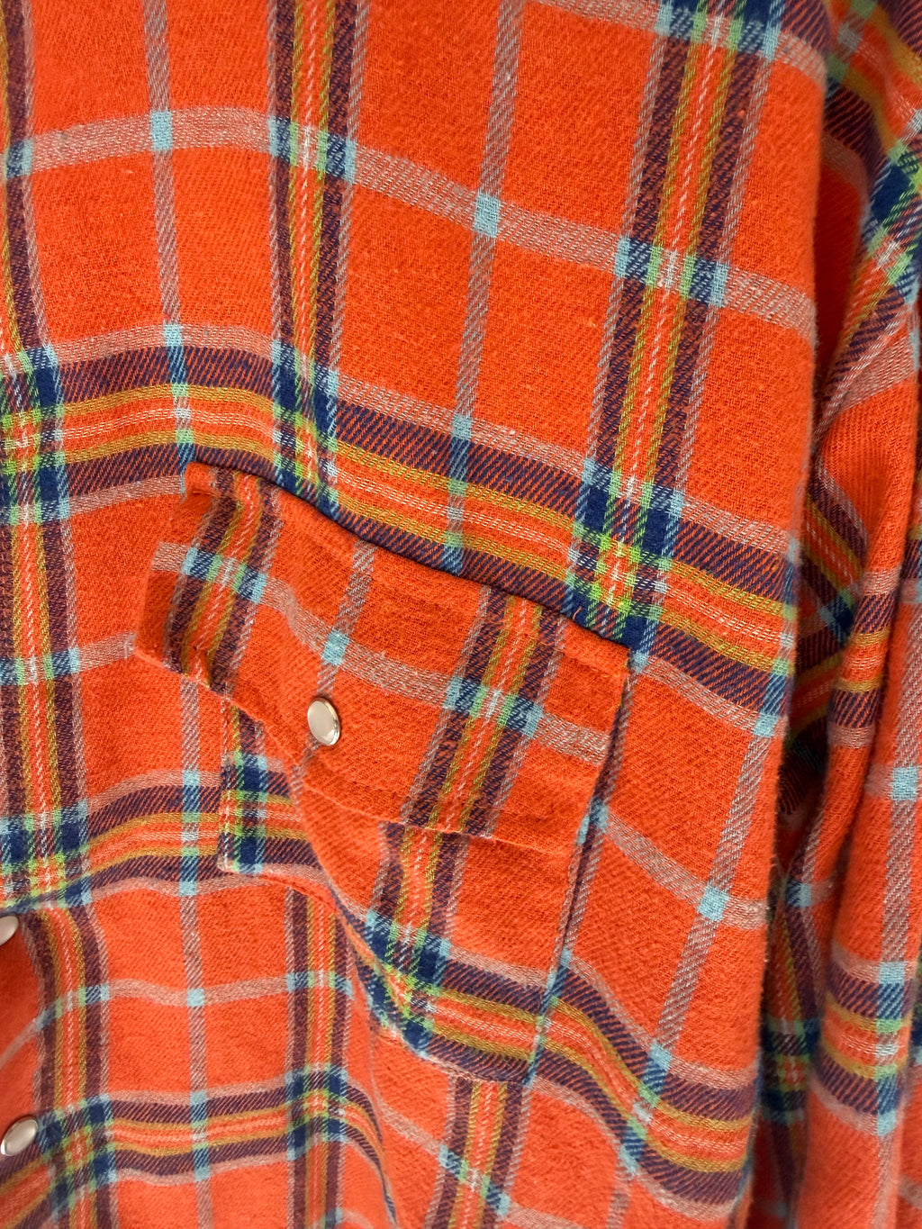 VINTAGE ORANGE PLAID FLANNEL SHIRT