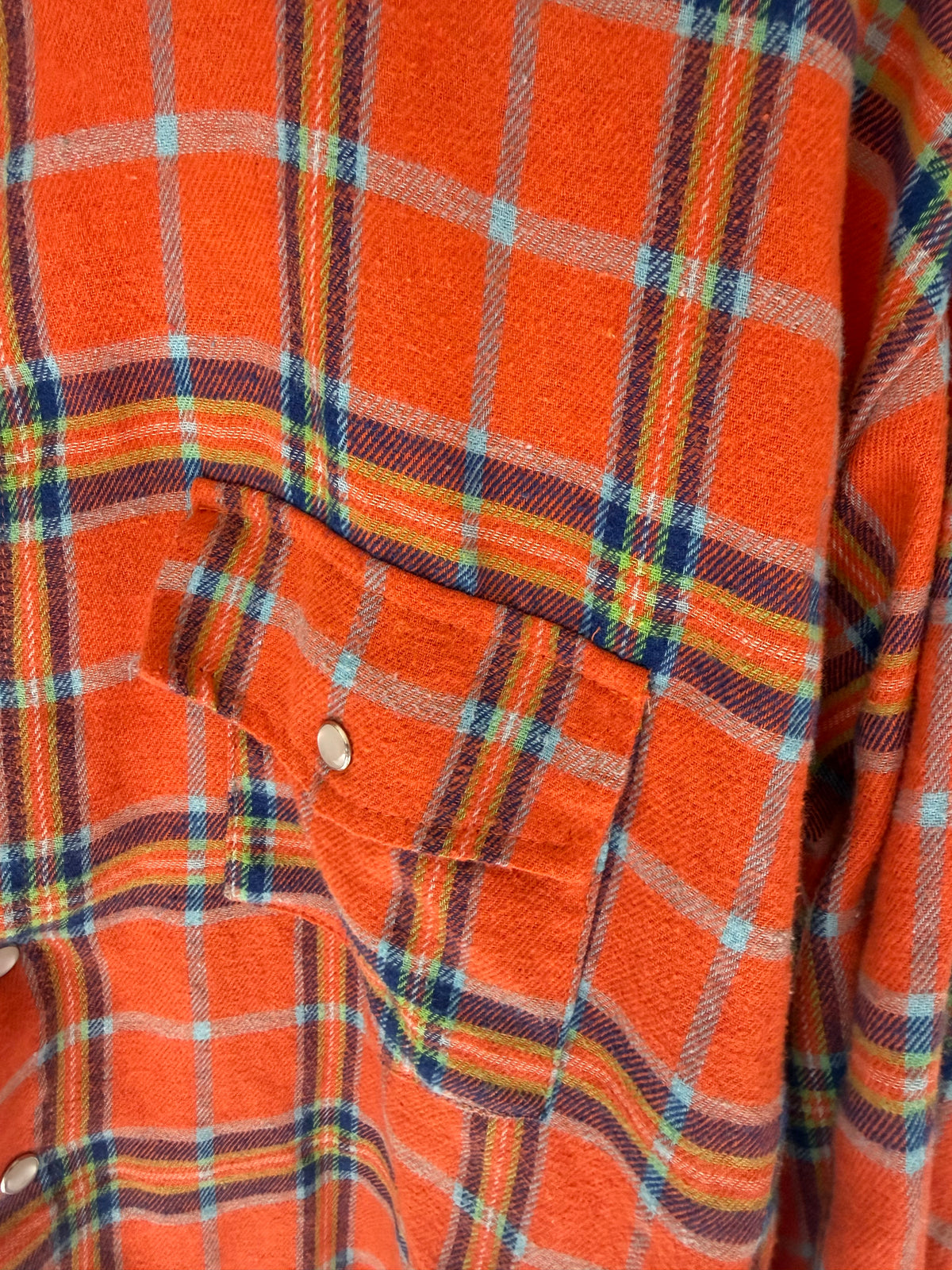 VINTAGE ORANGE PLAID FLANNEL SHIRT