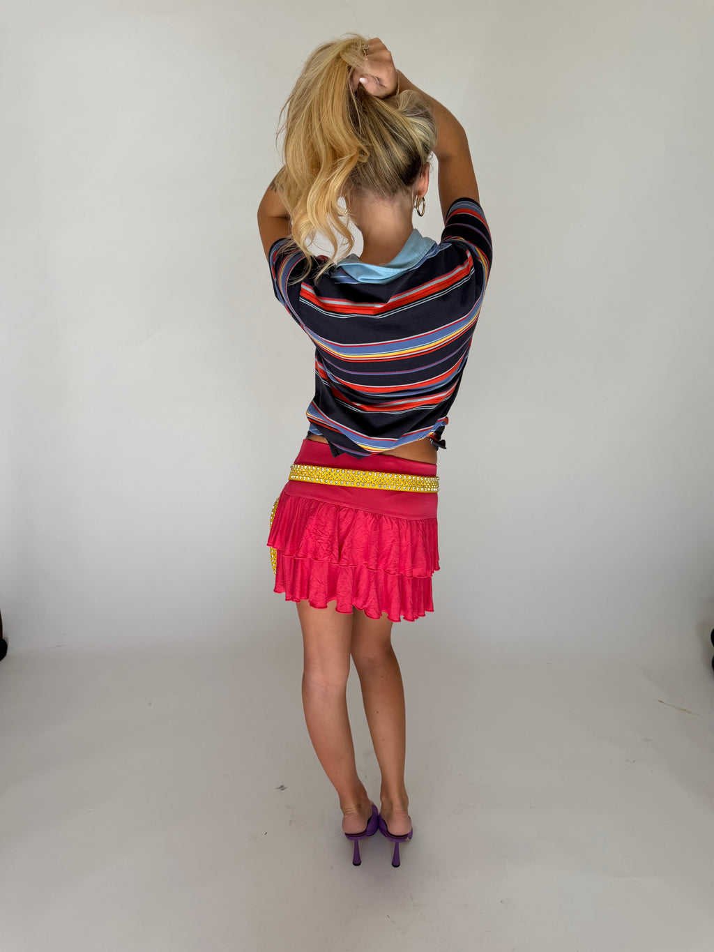 VINTAGE PINK RUFFLE MINI SKIRT