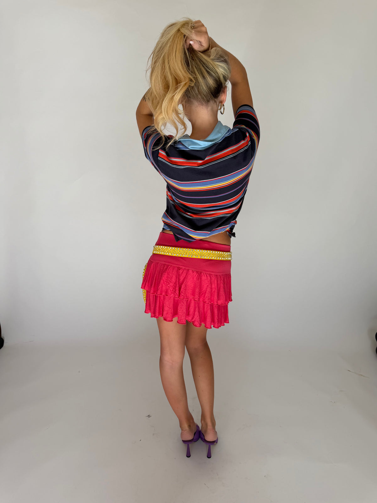 VINTAGE PINK RUFFLE MINI SKIRT
