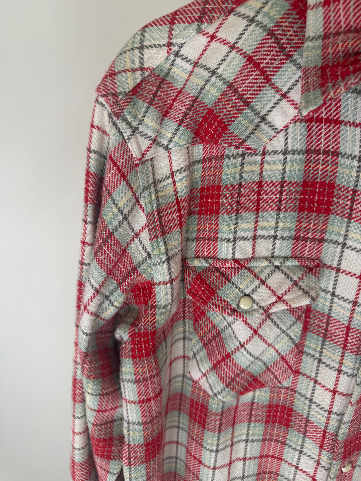 VINTAGE RED & WHITE PLAID FLANNEL SHIRT