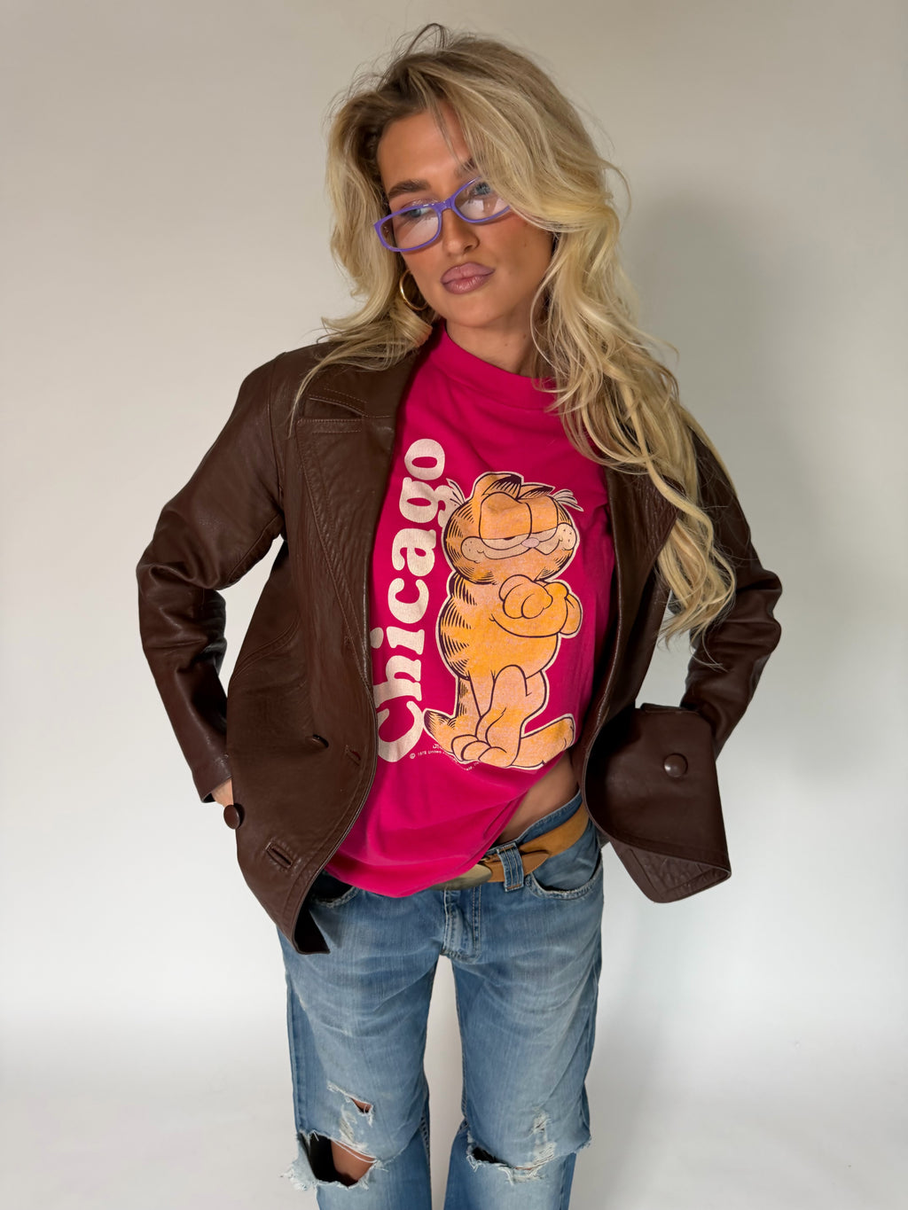 VINTAGE BROWN LEATHER BLAZER JACKET