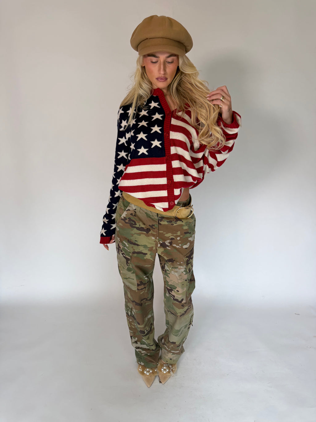 VINTAGE USA FLAG KNIT CARDIGAN