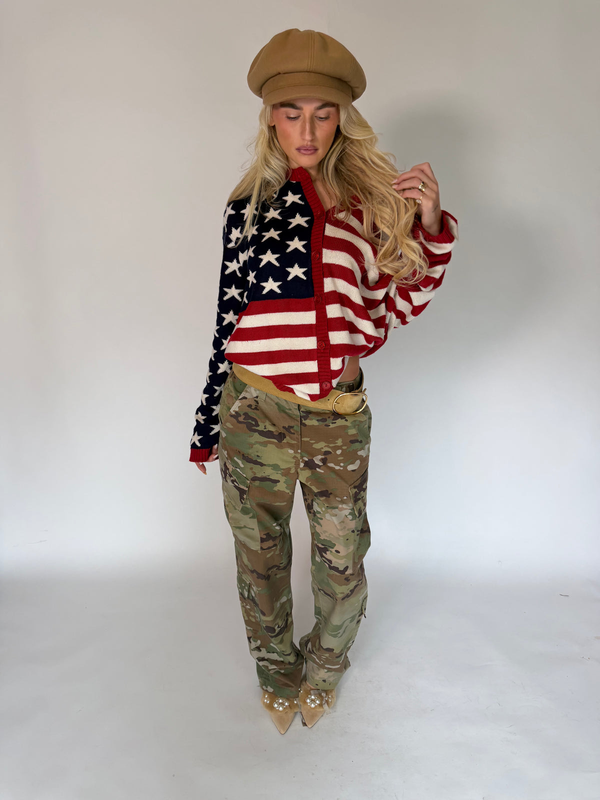 VINTAGE USA FLAG KNIT CARDIGAN