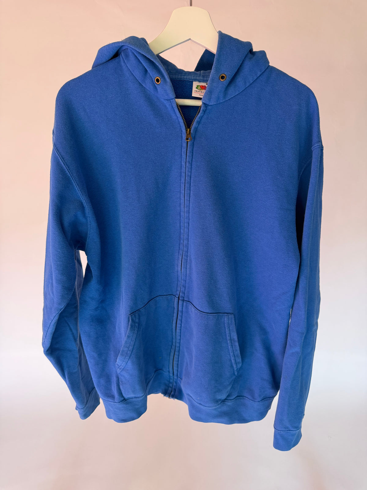 VINTAGE BLUE FRUIT OF THE LOOM ZIP HOODIE
